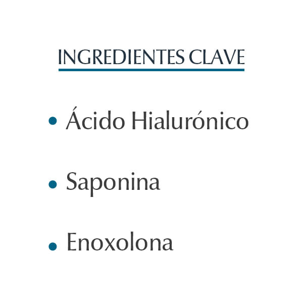 Ingredientes clave, acido hialuronico, saponina, enoxolona